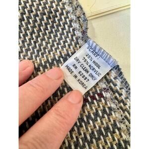 Vintage Plaid Wool Blend Scarf – Fringe Trim